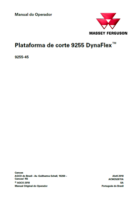 Manual do Operador Plataforma de corte 9255 DynaFlex™