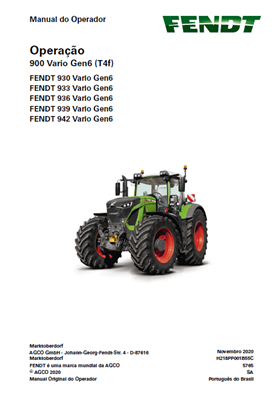 Operação 900 Vario Gen6 (T4f)FENDT 930,933,936,939,942 Vario Gen6
