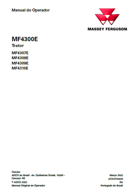 Manual do Operador MF4300E, MF4307E, MF4308E, MF4309E, MF4310E